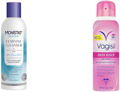 Monistat Boric Acid Feminine Cleanser 10 Fl Oz 1 Pack & Vagisil Odor Block Dry Wash Spray 2.6 Ounces 1 Pack Bundle