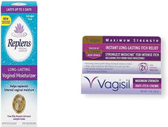 Replens Vaginal Moisturizer 8ct Bundle with Vagisil Maximum Strength 1oz Anti-Itch Feminine Cream