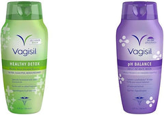 Vagisil Feminine Wash Bundle - Healthy Detox All Over Body Wash for Women (12 Fl Oz) & pH Balance Vaginal Wash with LactoPrebiotic (12 oz)