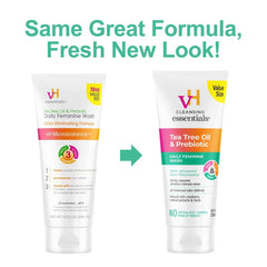 vH Essentials Daily Feminine Wash - 10 Fl Oz - Odor Eliminating Vaginal Wash with Tea Tree Oil, Prebiotics and Cranberry, gentle cleanser + pH balancing