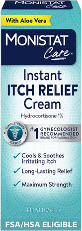 Monistat Instant Itch Relief Cream for Women, Fragrance-Free Formula with Aloe Vera Soothes and Cools Vaginal Itch, 1 Oz