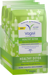 Vagisil Wipes for All Over Cleaning, Health Detox, Formulated with Essential Oils, 20 Wipes in a Re-Sealable Pouch (Pack of 3)
