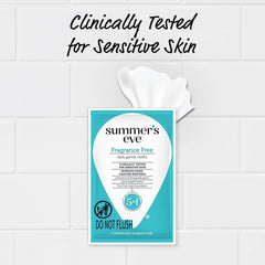 Summer's Eve Feminine Wipes, Fragrance Free, Individually Wrapped Vaginal Wipes with Gentle pH-Balanced Micellar Water Formula, Feminine Care to Help Remove Vaginal Odor, Gynecologist Tested, 12 Ct