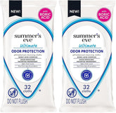 Summer's Eve Ultimate Odor Protection Daily Feminine Wipes, Gentle pH-Balanced Formula with Boric Acid Cleanses & Removes Vaginal Odor, Resealable Pack, 32 Body Wipes (Pack of 2)