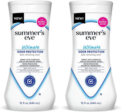 Summer's Eve Ultimate Odor Protection Daily Feminine Wash,pH-Balanced Formula Body Wash for Women with Boric Acid Helps Control Vaginal Odor,15 Fl Oz,(Pack of 2)
