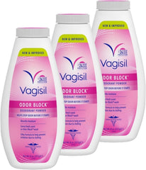 Vagisil Odor Block Deodorant Powder for Women, Helps to Prevents Chafing, Talc-Free, 8 Ounce (Pack of 3)