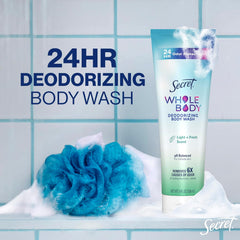 Secret Feminine Wash, 24 HR Deodorizing Feminine Body Wash for Women, Removes 6x Causes of Odor, PH Balanced, Safe to Use Everywhere, Light & Fresh, 8.0 oz, (Pack of 2)
