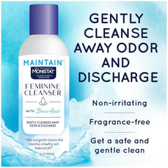 Monistat Boric Acid Feminine Wash, Fragrance-Free Intimate Wash for Women with Gentle pH-Balanced Formula, 10 Fl Oz