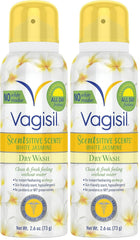 Vagisil Scentsitive Scents Feminine Dry Wash Deodorant Spray for Women, Gynecologist Tested, Paraben Free, White Jasmine, 2.6 Ounce (Pack of 2)