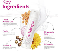 Lubrigyn - Cream for Feminine Care, Fusion of Natural Oil-Based Moisturizing Intimate Lubricant with Hyaluronic Acid and Fitoextract Bioactive for Easing Dryness and Enhancing Comfort, 1.7 fl oz