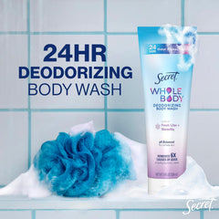 Secret Feminine Wash, 24 HR Deodorizing Feminine Body Wash for Women, Removes 6x Causes of Odor, PH Balanced, Safe to Use Everywhere, Lilac & Waterlily Scent, 8.0 oz