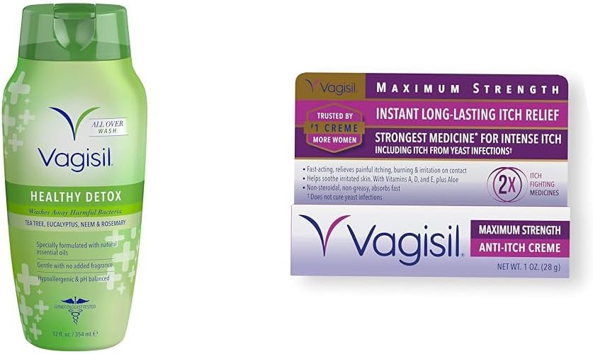 Vagisil Feminine Wash and Anti-Itch Cream Bundle, Includes 12 Fl Oz Body Wash and 1 oz Maximum Strength Cream