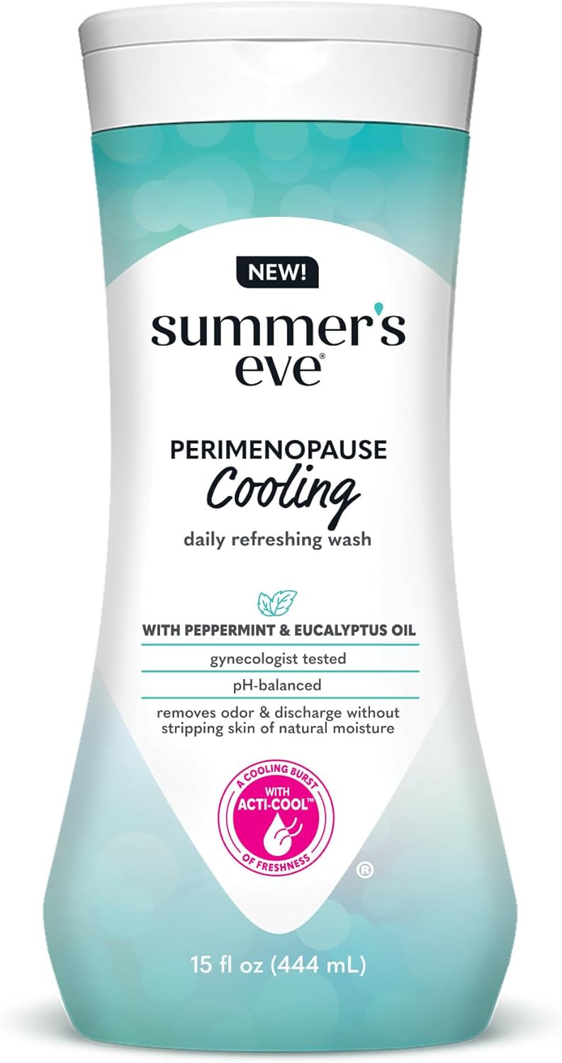 Summer's Eve Perimenopause Cooling Wash, Cooling pH-Balanced Formua with Eucalyptus to Remove Odor, 15 Fl Oz