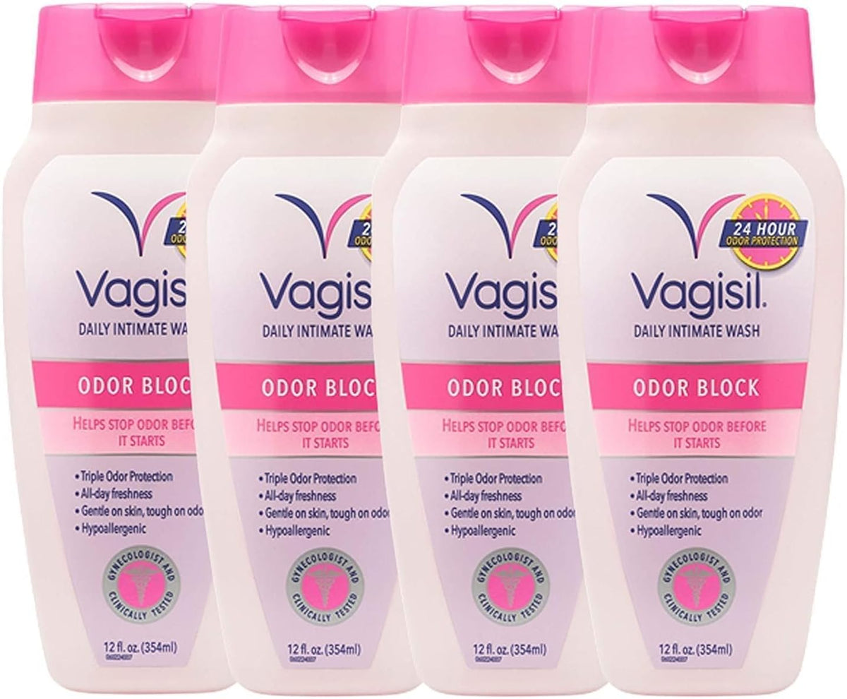 Vagisil Odor Block Wash, 12 Ounce - Pack of 4 (Packaging May Vary)