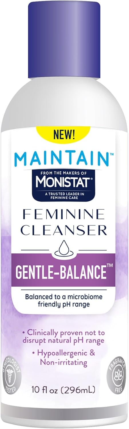 Monistat Gentle-Balance Feminine Cleanser for Women, Feminine Wash with Lactic Acid and Oatmeal Extract, Fragrance-Free, pH Balanced, 10 Fl Oz