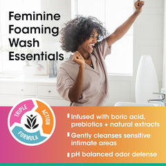 vH essentials Foaming Feminine Wash - Fragrance Free - Ph Balanced, Hypoallergenic, Prebiotics, Natural Botanical Extracts and Vitamins - Odor Eliminating Formula - 6 Fl Oz