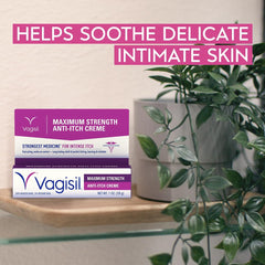 Vagisil Maximum Strength Feminine Anti-Itch Cream with Benzocaine for Women, Helps Relieve Yeast Infection Irritation, Gynecologist Tested, Fast-acting, Soothes and Cools Skin, 1 oz (Pack of 4)