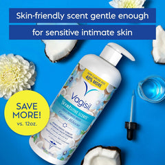 Vagisil Feminine Wash for Intimate Area Hygiene, Scentsitive Scents, pH Balanced and Gynecologist Tested, Coconut Hibiscus, 16.9 oz with Pump (Pack of 2)