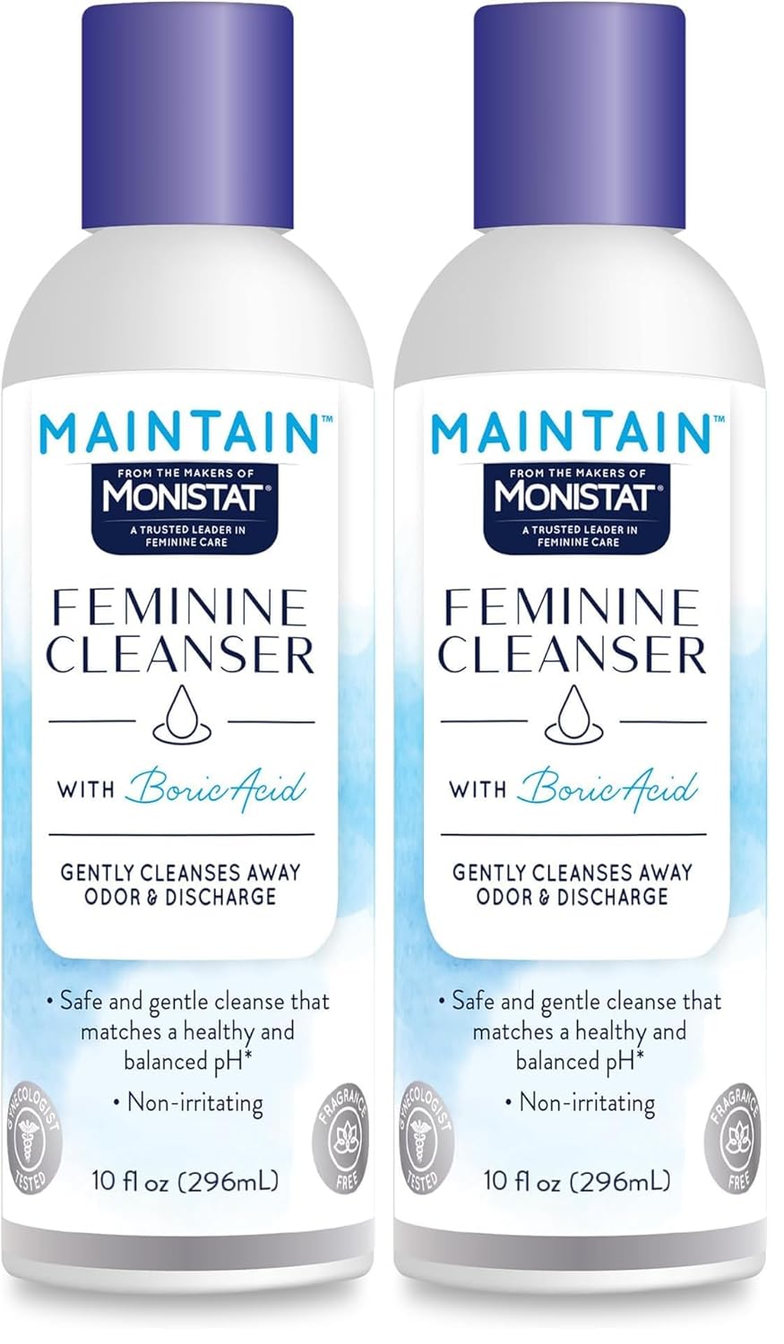 Monistat Boric Acid Feminine Wash,Fragrance-Free Intimate Wash for Women with Gentle pH-Balanced Formula,10 Fl Oz,(Pack of 2)
