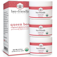 BeeFriendly Organic Vaginal Moisturizer, USDA Certified, Natural Vulva Cream For Dryness, Itching, Irritation, Redness, Chafing Of Vagina Due To Menopause & Thinning, 6 oz (3 Jars in a box)