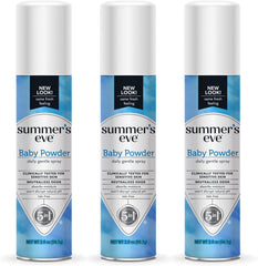 Summer's Eve Baby Powder Spray 3 Pack and Vagisil Odor Block Powder for Women, Helps Prevent Chafing, Talc-Free