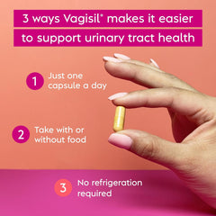 Vagisil Urinary Tract Health Supplements, Clinically-Proven Probiotics, Protects Urinary Tract Health, Clean Ingredients, Helps Cleanse and Flush UTI-Causing Bacteria, 1 Capsule Daily, 30 Capsules