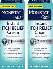 Monistat Instant Itch Relief Cream for Women, Fragrance-Free Formula with Aloe Vera Soothes and Cools Vaginal Itch, 1 Oz, Pack of 2