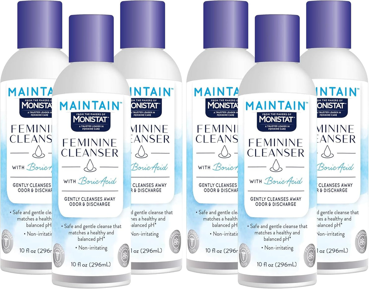 Monistat Boric Acid Feminine Wash,Fragrance-Free Intimate Wash for Women with Gentle pH-Balanced Formula,10 Fl Oz,(Pack of 6)