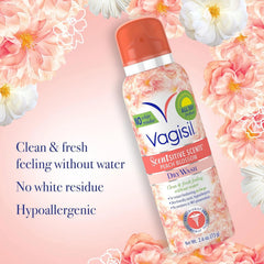 Vagisil Scentsitive Scents Multipack, Daily Intimate Feminine Wash (12 oz.), and Dry Wash Deodorant Spray for Women (2.6 oz.) - Peach Blossom Scent