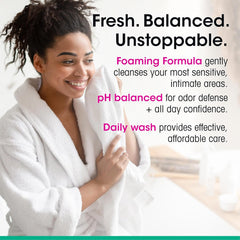 vH essentials Foaming Feminine Wash - Fragrance Free - Ph Balanced, Hypoallergenic, Prebiotics, Natural Botanical Extracts and Vitamins - Odor Eliminating Formula - 6 Fl Oz