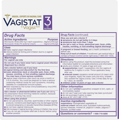 Vagisil Vagistat 3 Day Yeast Infection Treatment for Women, Relieves External Itching and Irritation - 2% External Miconazole Nitrate Cream, 3 Disposable Suppositories & Applicators (Pack of 2)